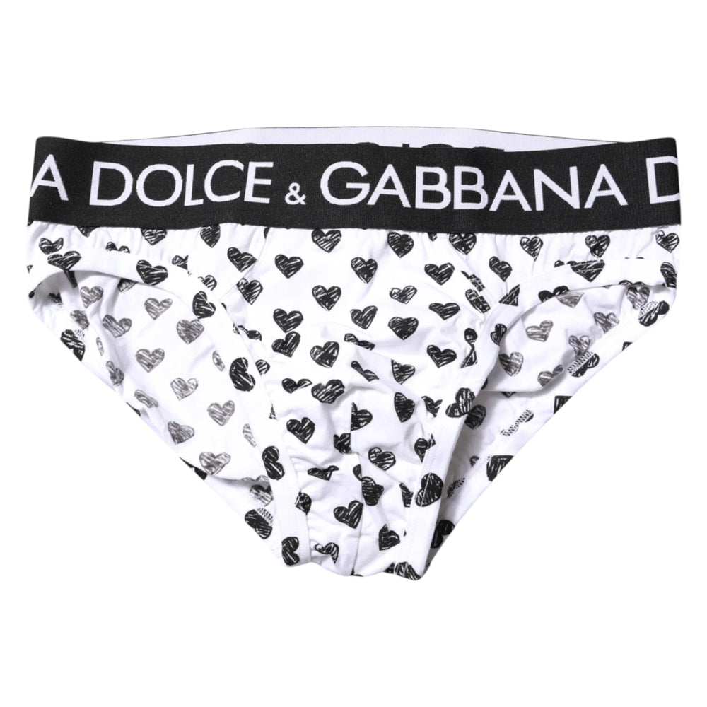 Dolce & Gabbana White Heart Printed Regular Brief Underwear - IT4 | S - Briefs