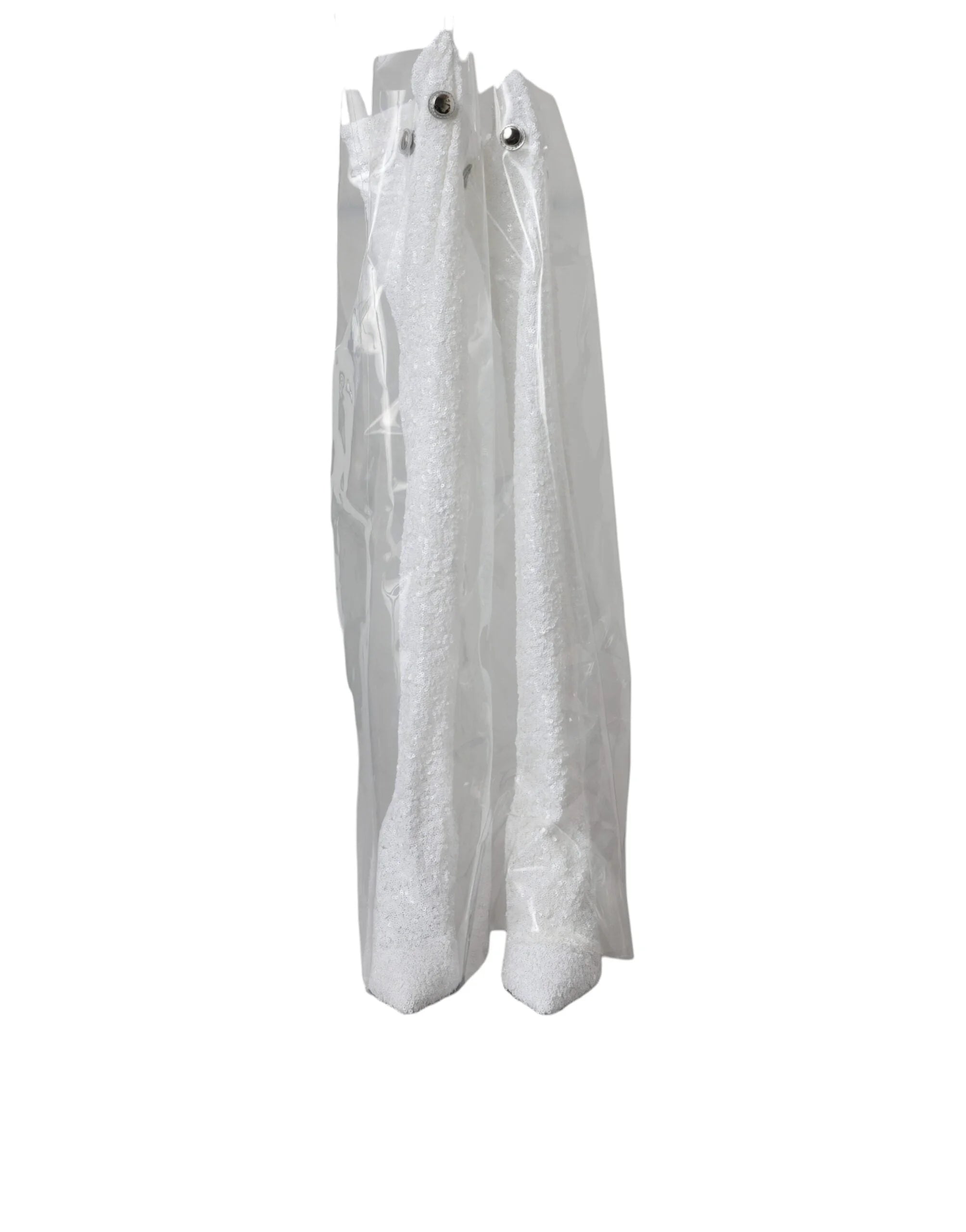 Dolce & Gabbana White Heels Stiletto Knee High Boots Shoes - Boots