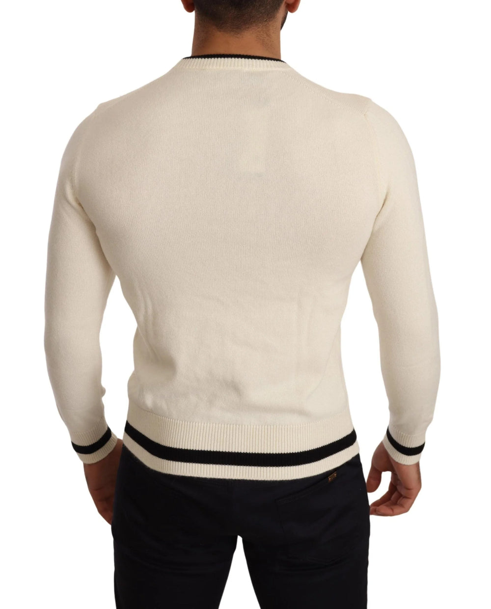 Dolce & Gabbana White Heraldic Cashmere Pullover Sweater - IT44 | XS - Sweaters