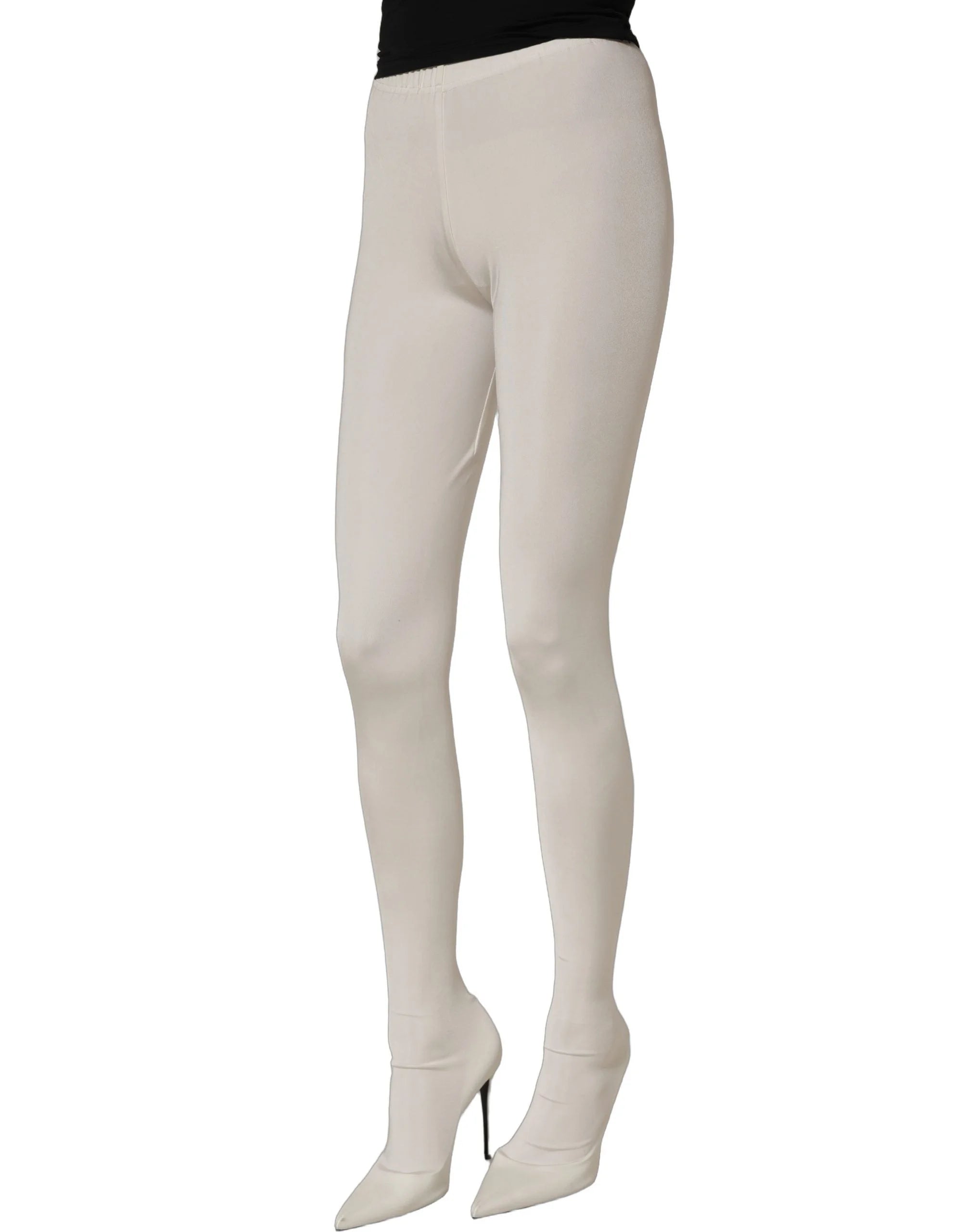 Dolce & Gabbana Witte Pumps met Hoge Hak en Jerseybeenbedekking - EU41/US10.5