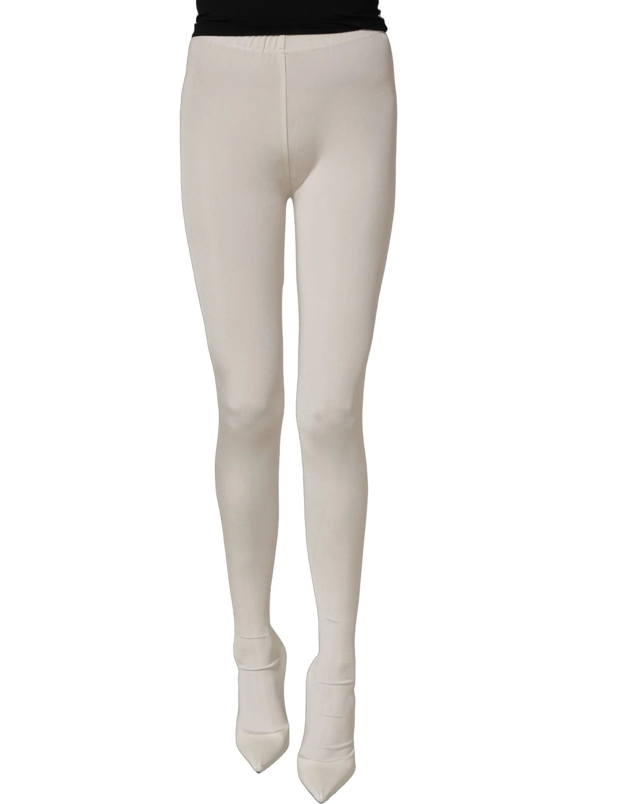 Dolce & Gabbana Witte Pumps met Hoge Hak en Jerseybeenbedekking - EU41/US10.5