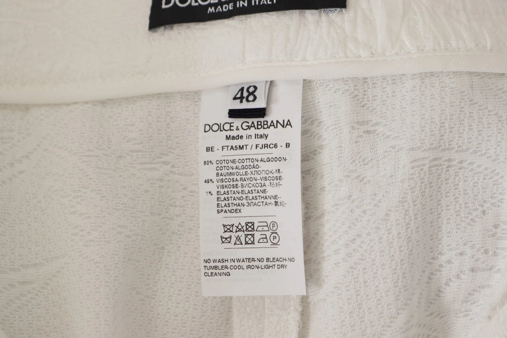 Dolce & Gabbana White High Waist Culotte Cotton Shorts - IT48 | XL - Short Trousers