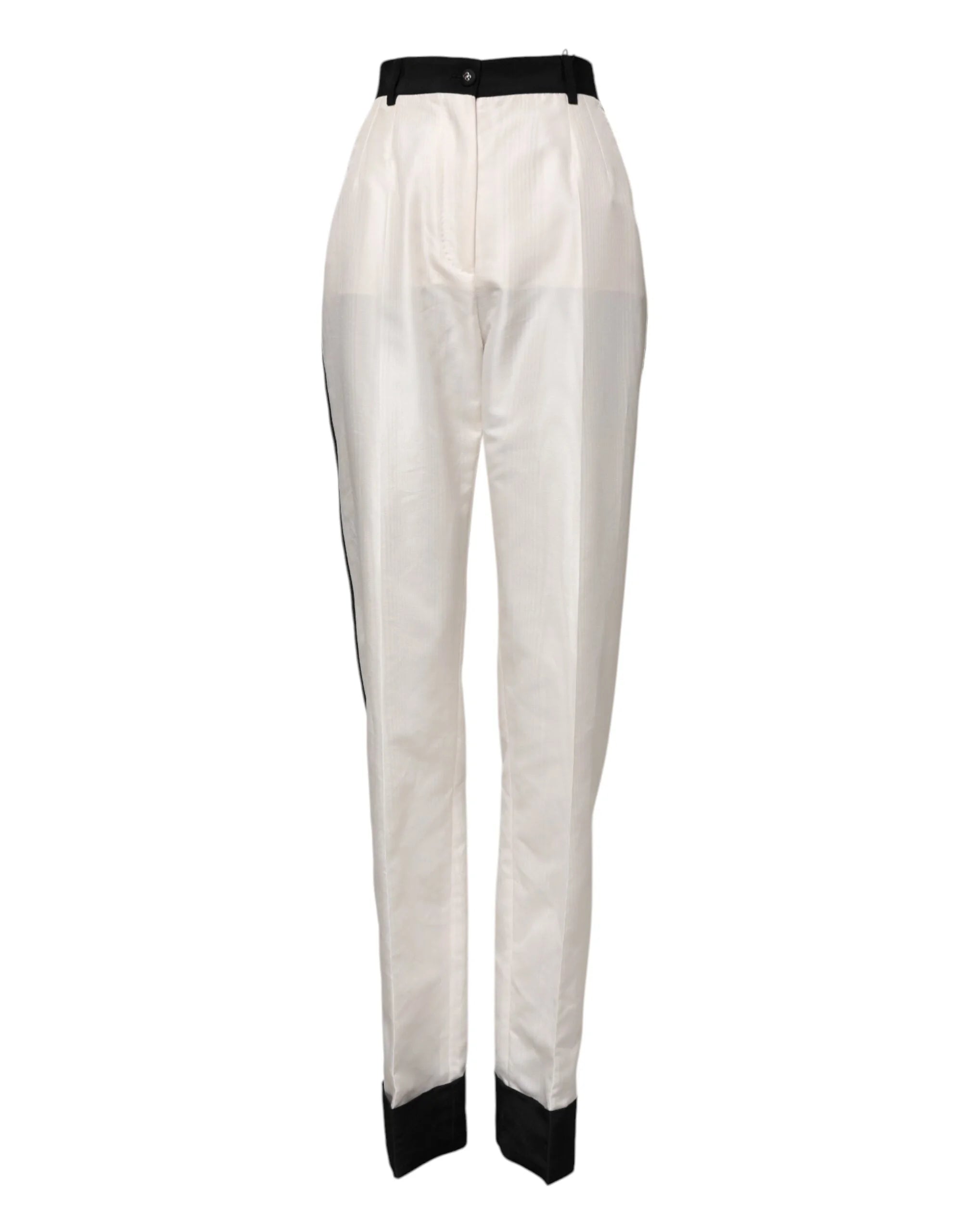 Dolce & Gabbana White High Waist Straight Dress Trouser Pants - IT40|S - Trousers