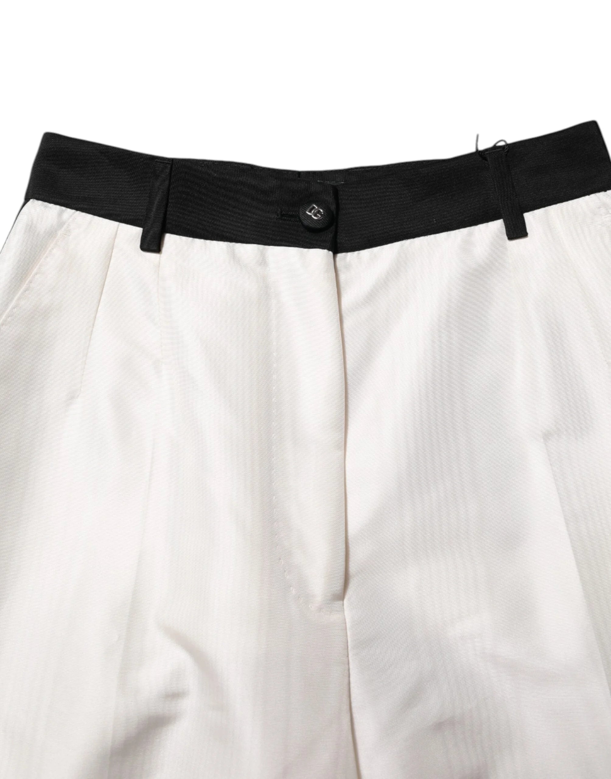 Dolce & Gabbana White High Waist Straight Dress Trouser Pants - IT40|S - Trousers
