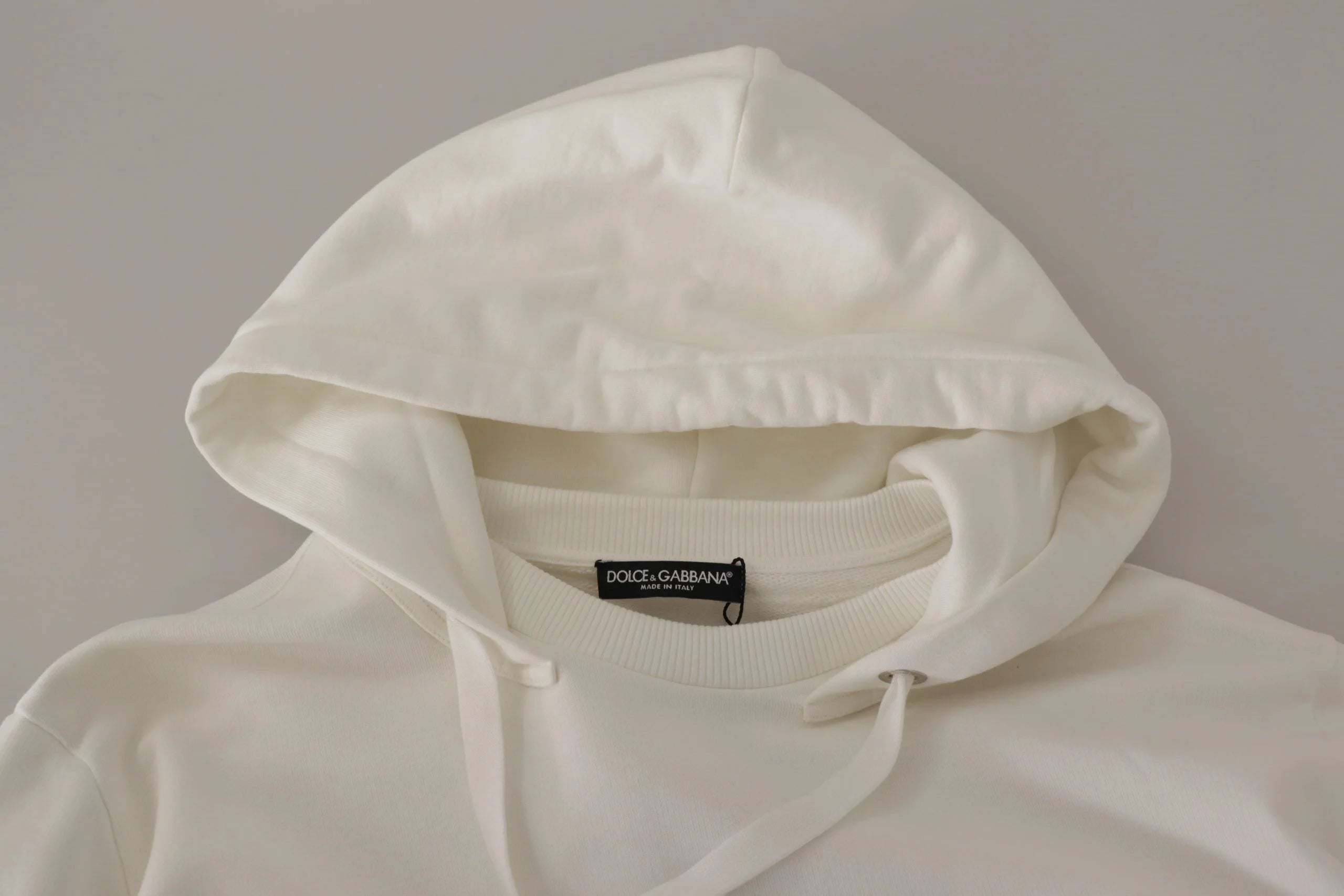 Dolce & Gabbana White Hoodie Pullover Embroidered Sweater - IT40|S - Hoodies