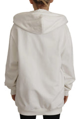Dolce & Gabbana White Hoodie Pullover Embroidered Sweater - IT40|S - Hoodies