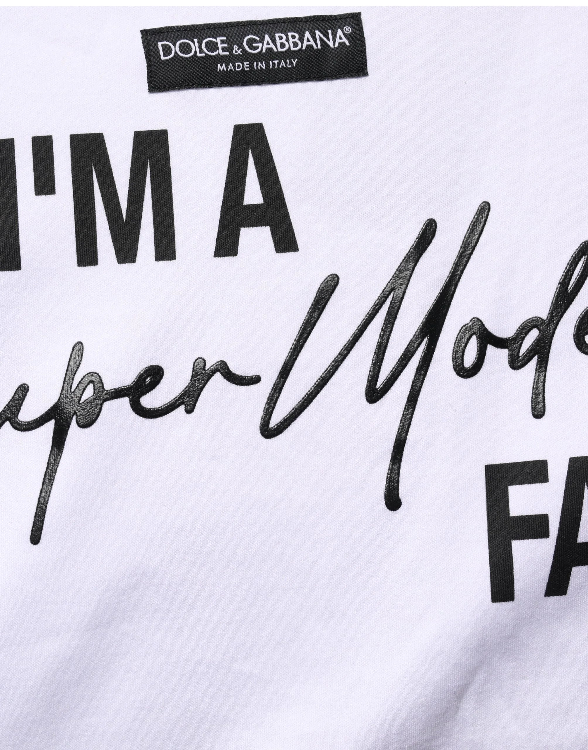 Dolce & Gabbana White I’m A Super Model Fan Print Jersey T-shirt - IT46|XL