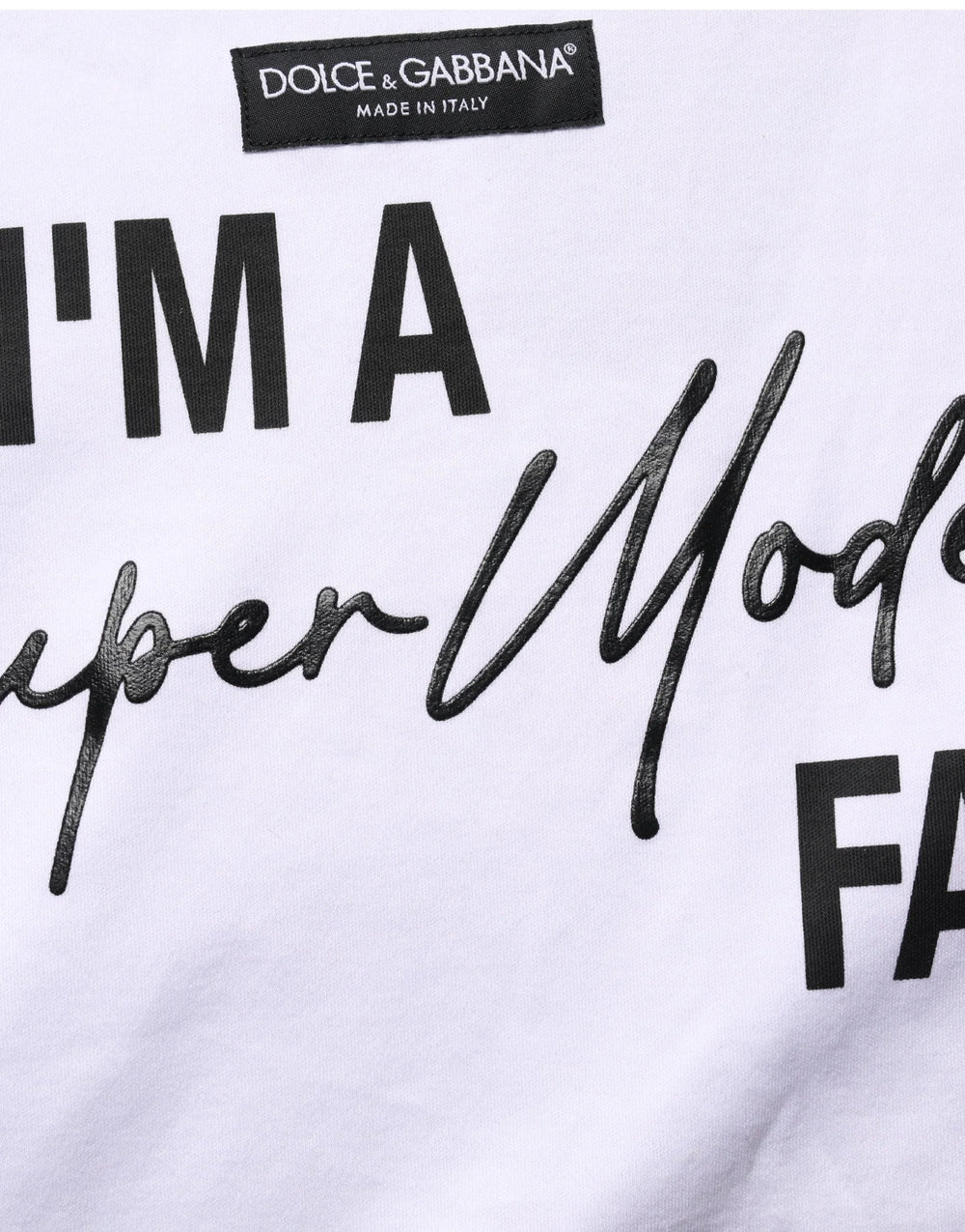 Dolce & Gabbana White I’m A Super Model Fan Print Jersey T-shirt - IT46|XL