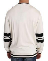 Dolce & Gabbana White Jazz Sequined Guitar Pullover Top Sweater - Sweaters