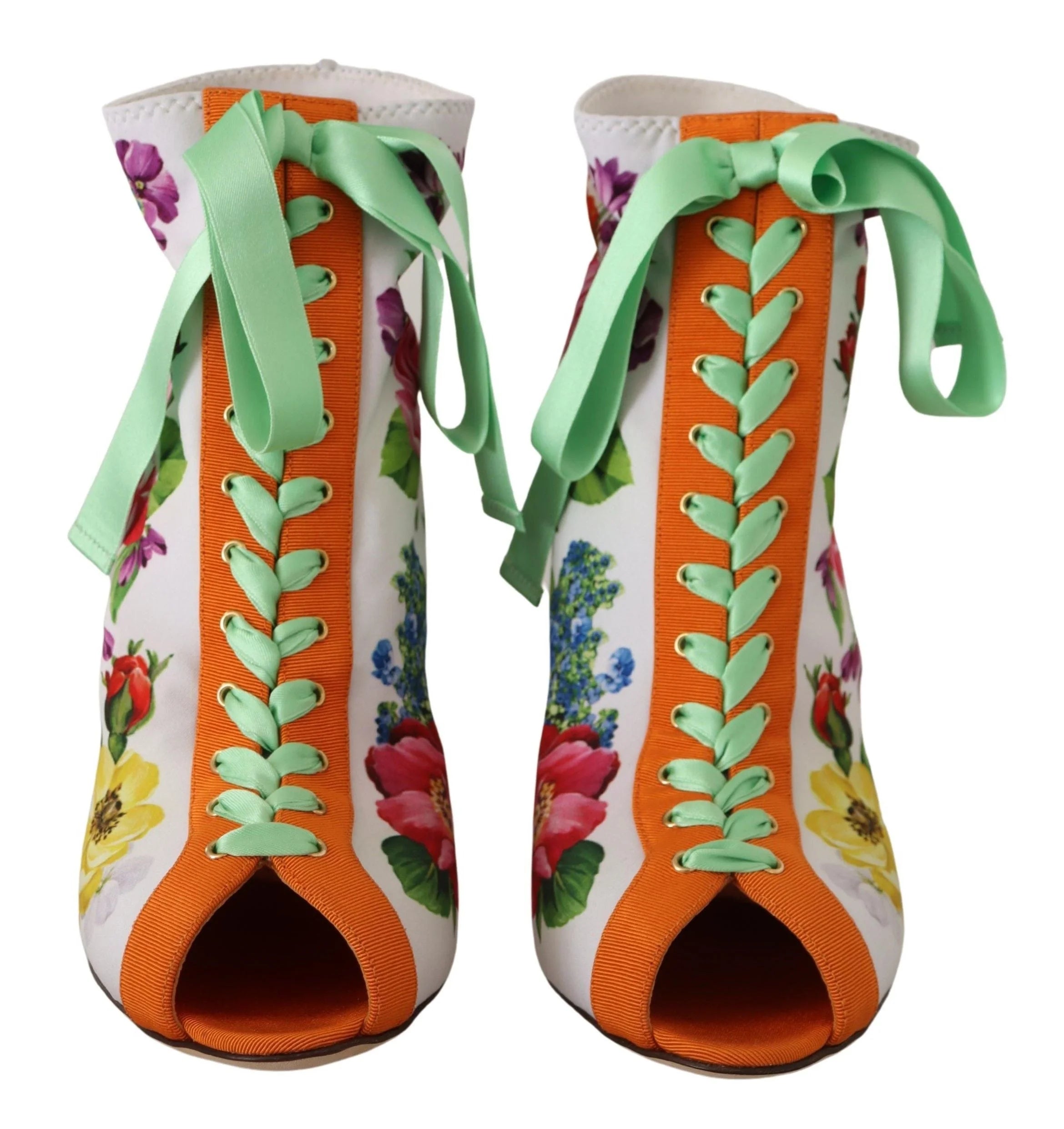 Dolce & Gabbana White Jersey Stretch Boots Open Toes Heels Shoes - Boots