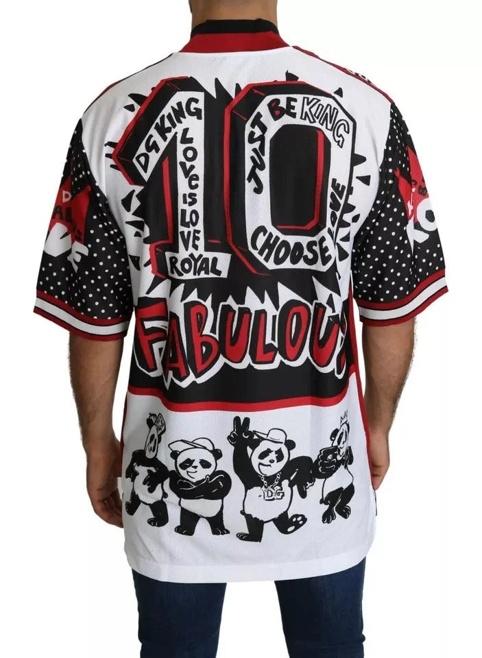 Dolce & Gabbana White King Panda Polyester T-shirt Top - T-Shirts