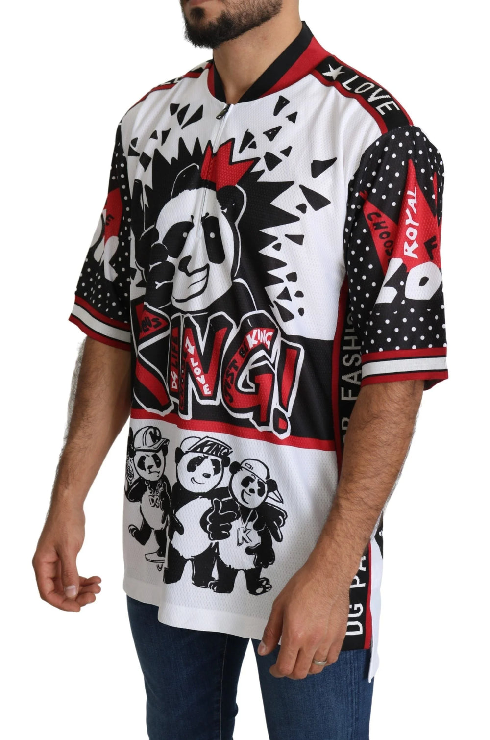 Dolce & Gabbana White King Panda Top Polyester Mens T-shirt - IT46 | S - T-Shirts