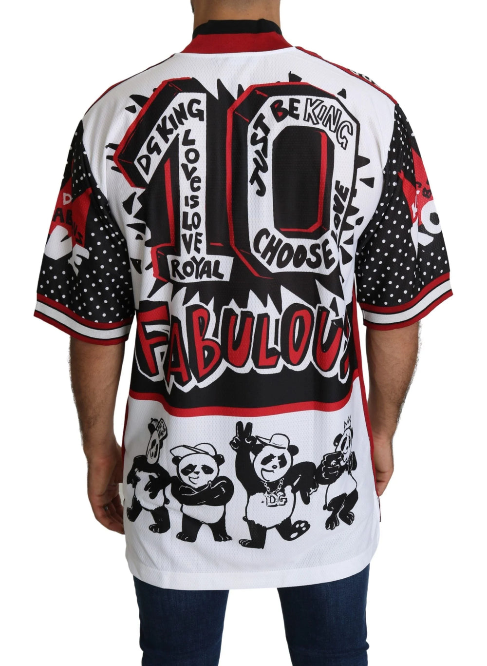 Dolce & Gabbana White King Panda Top Polyester Mens T-shirt - IT46 | S - T-Shirts