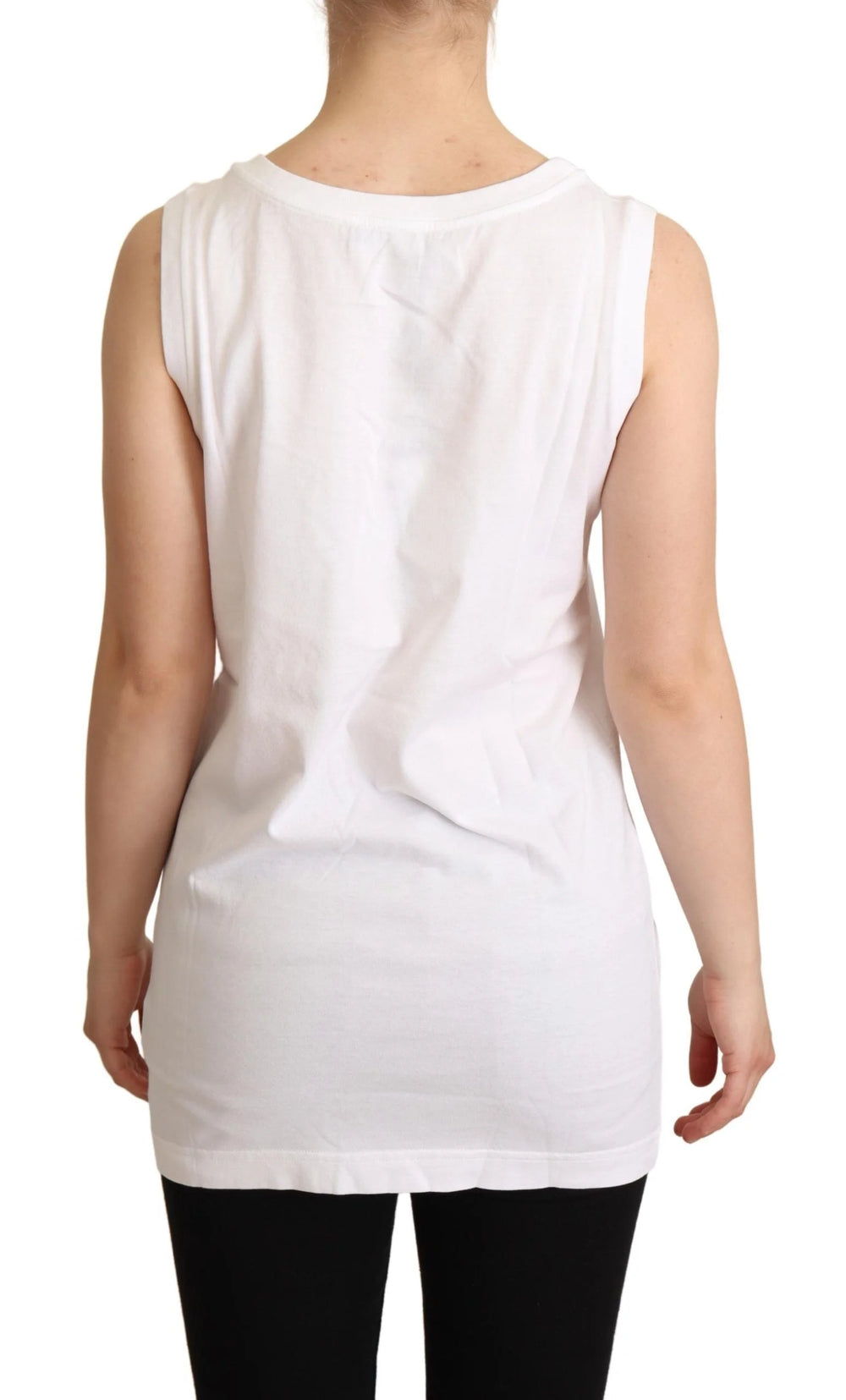 Dolce & Gabbana White La Moda Crystal Tank Top T-shirt - IT36|XXS - Tank Tops