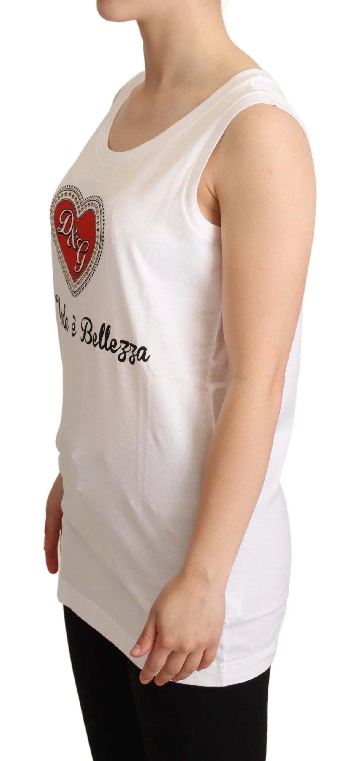 Dolce & Gabbana White La Moda Crystal Tank Top T-shirt - IT36|XXS - Tank Tops
