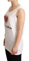 Dolce & Gabbana White La Moda Crystal Tank Top T-shirt - IT36|XXS - Tank Tops
