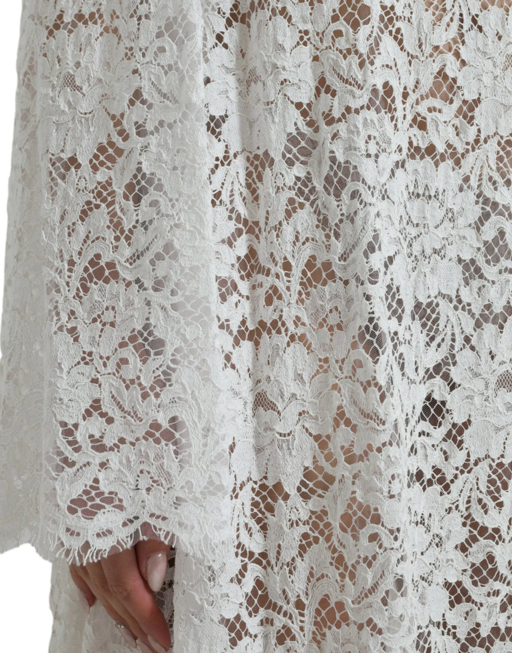 Dolce & Gabbana White Lace Crystal Embellished Shift Dress - IT42|M - Dresses