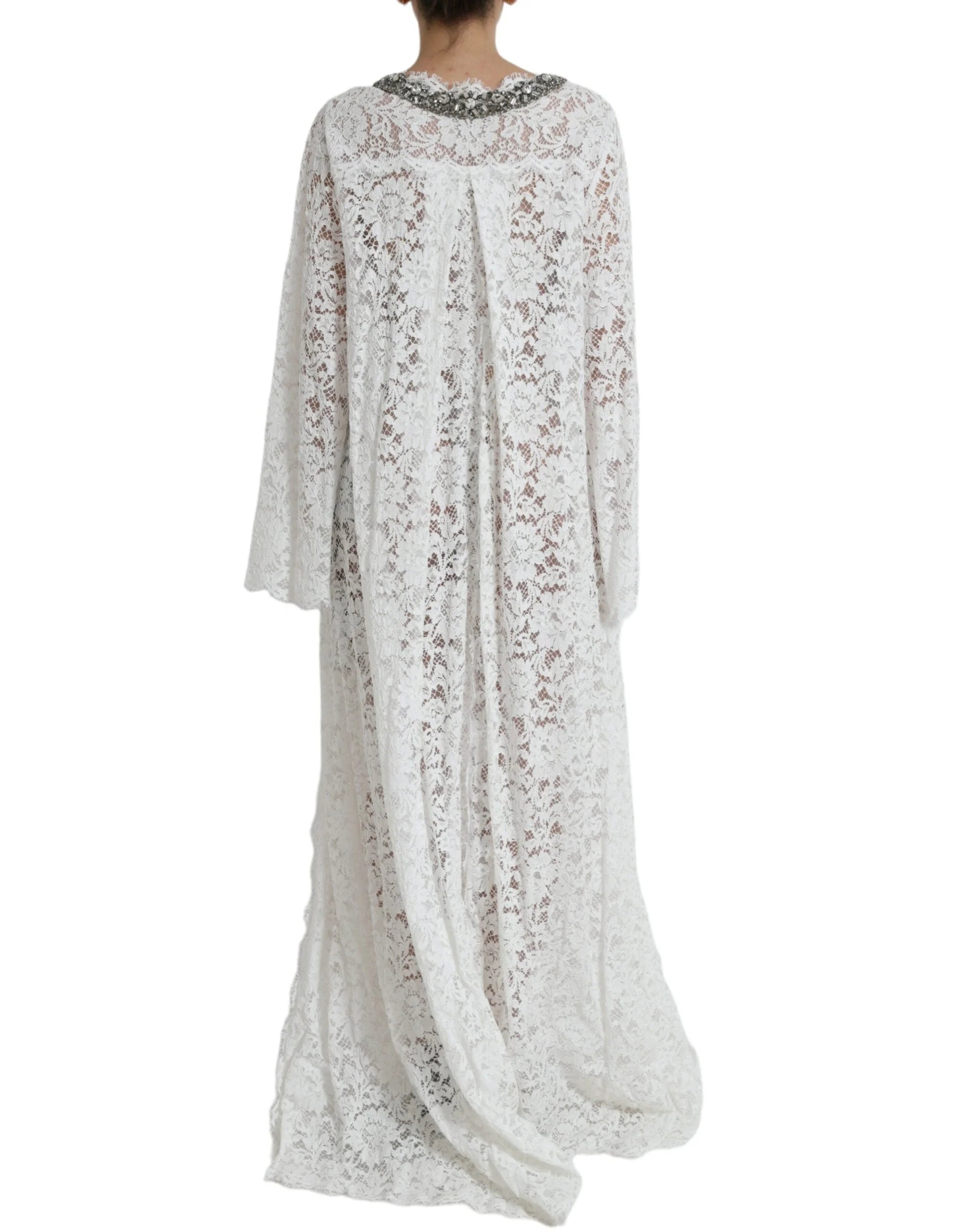 Dolce & Gabbana White Lace Crystal Embellished Shift Dress - IT42|M - Dresses