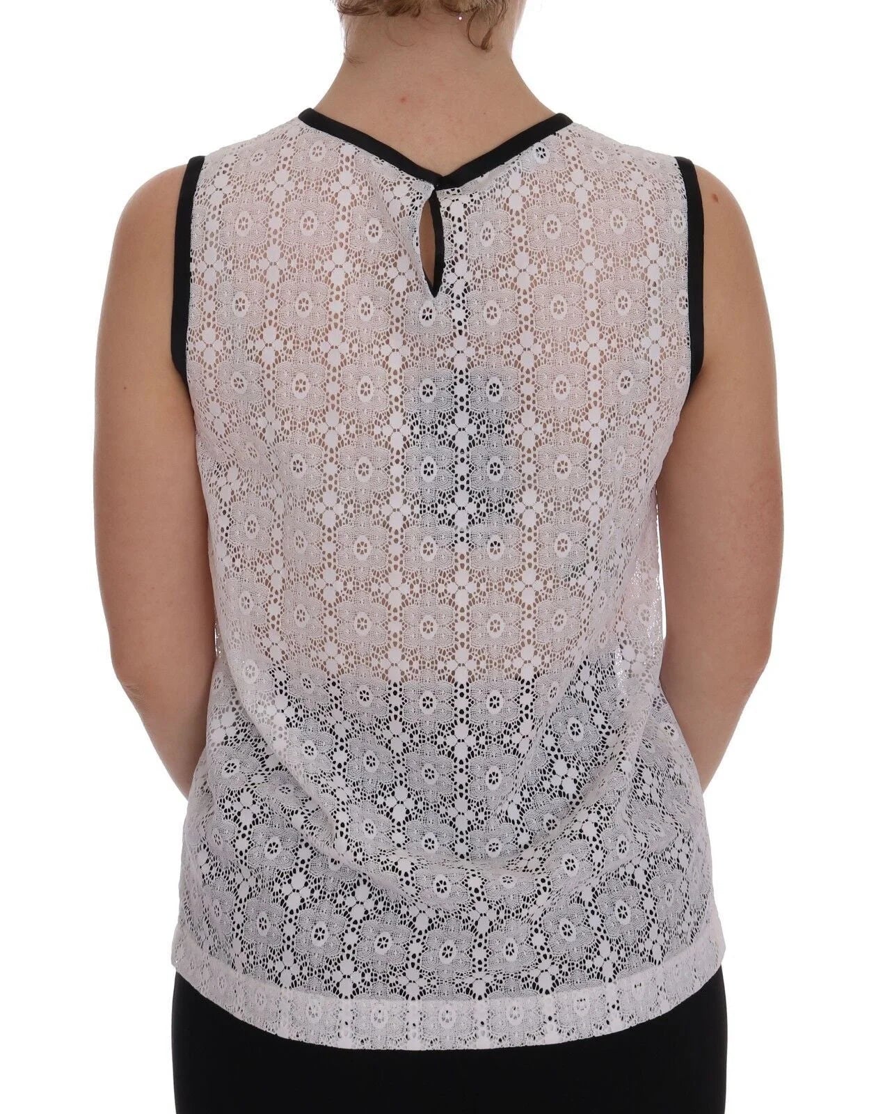 Dolce & Gabbana White Lace Floral Nylon Tank T-shirt - Tank Tops