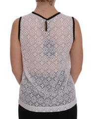 Dolce & Gabbana White Lace Floral Nylon Tank T-shirt - Tank Tops