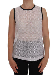 Dolce & Gabbana White Lace Floral Nylon Tank T-shirt - Tank Tops