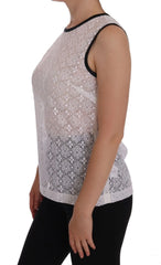 Dolce & Gabbana White Lace Floral Nylon Tank T-shirt - Tank Tops