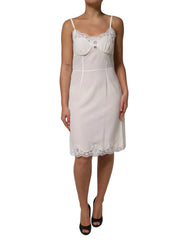 Dolce & Gabbana White Lace Gold DG Logo Silk Dress Sleepwear - Nightgowns