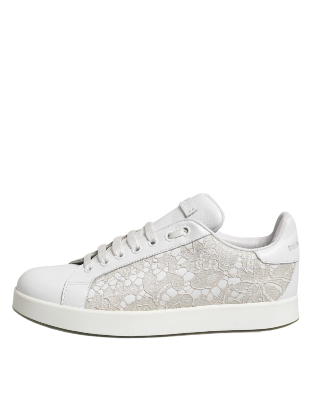 Dolce & Gabbana White Lace Leather Low Top Sneaker Shoes - EU37.5/US7 - Sneakers