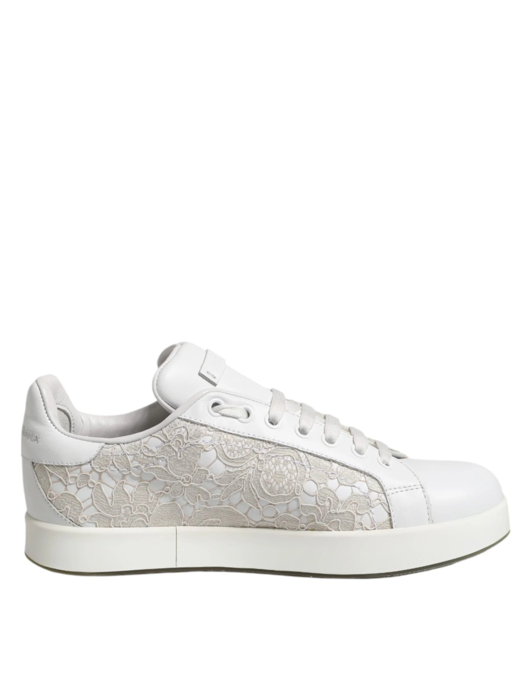 Dolce & Gabbana White Lace Leather Low Top Sneaker Shoes - EU37.5/US7 - Sneakers