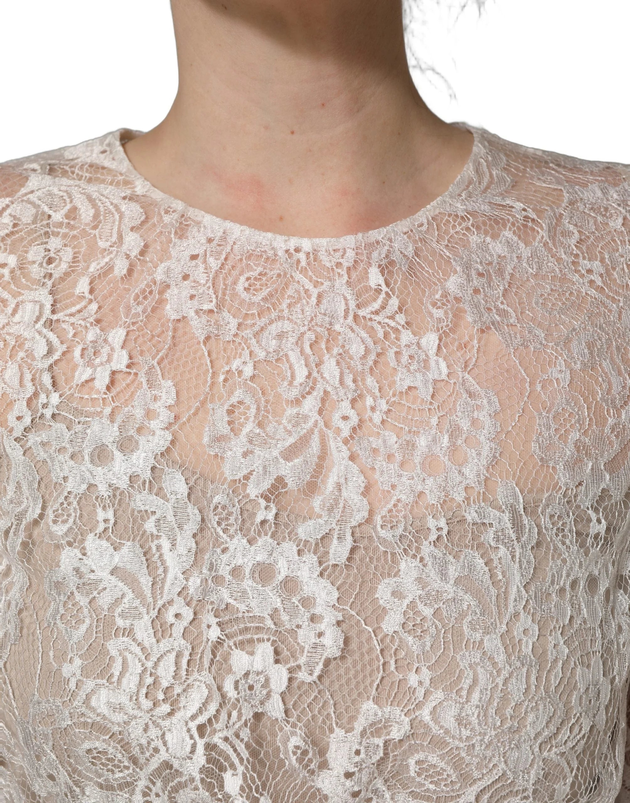 Dolce & Gabbana White Lace Top Embellished Black Skirt Dress - IT42|M