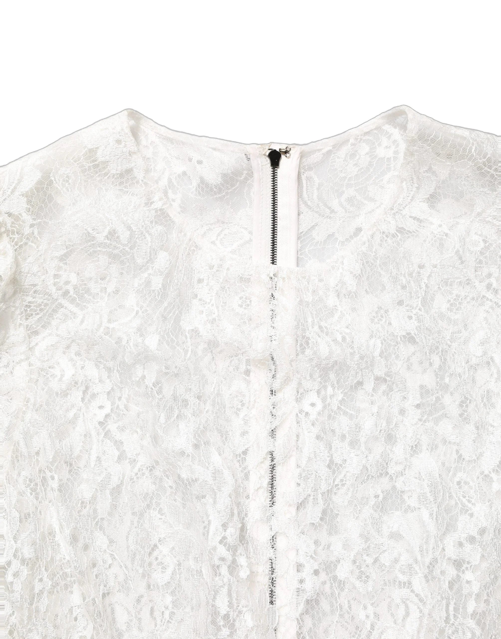Dolce & Gabbana White Lace Top Embellished Black Skirt Dress - IT42|M