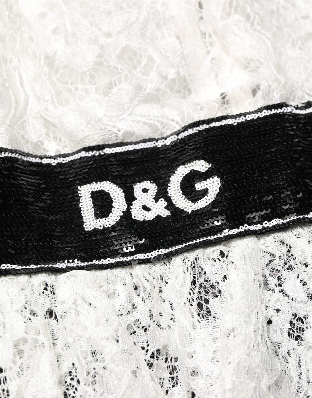 Dolce & Gabbana White Lace Top Embellished Black Skirt Dress - IT42|M