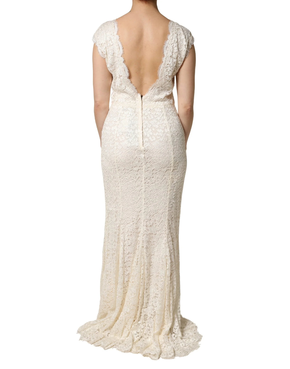 Dolce & Gabbana White Lace Viscose Sheath Long Gown Dress - IT44|L
