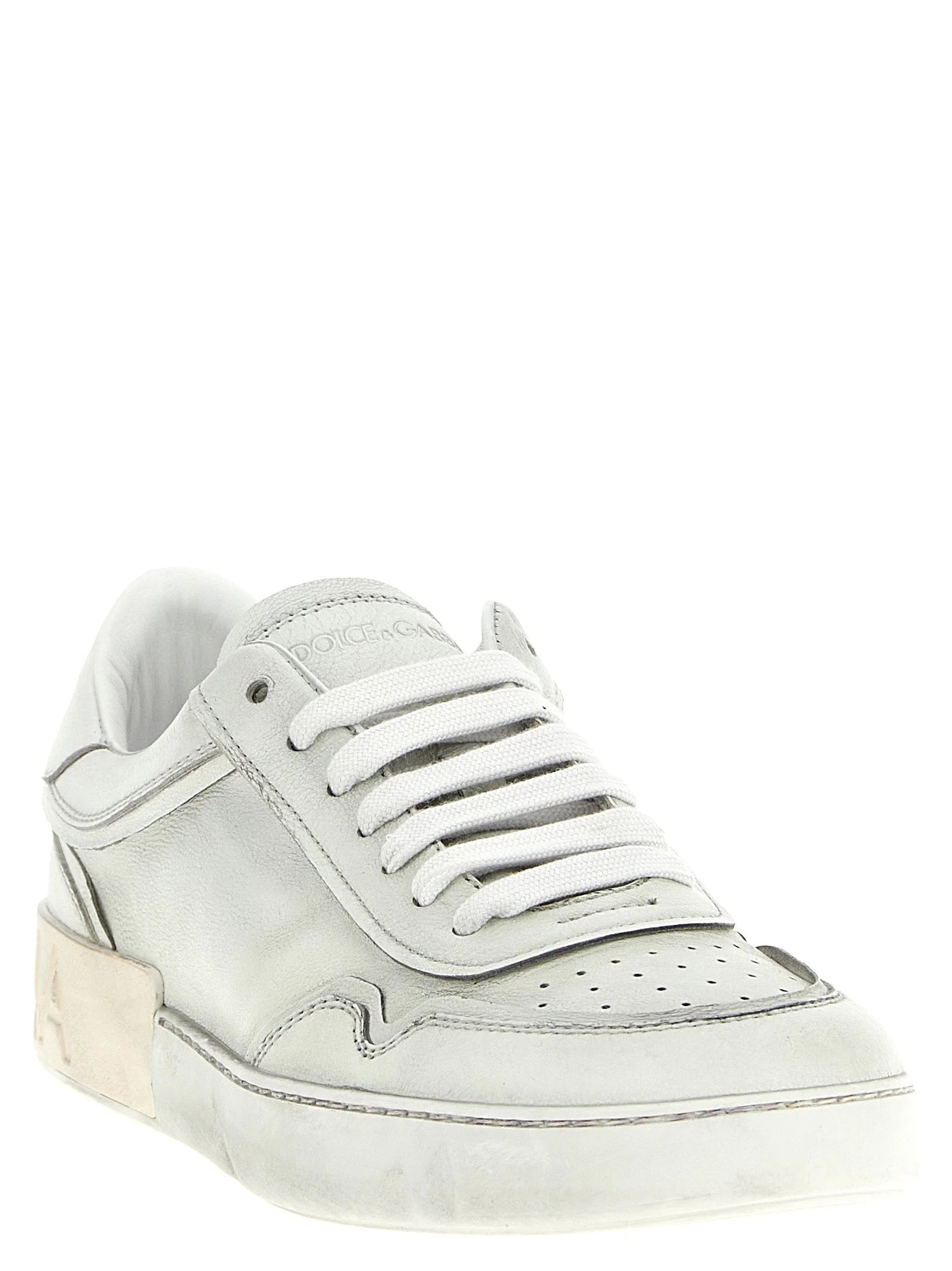 Dolce & Gabbana White Lamb Leather Low Top Sneakers