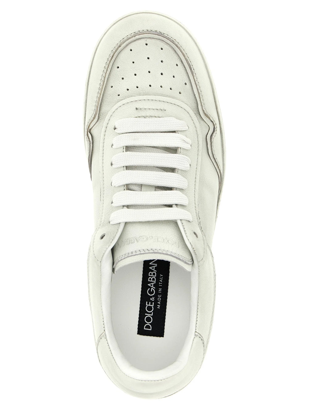 Dolce & Gabbana White Lamb Leather Low Top Sneakers