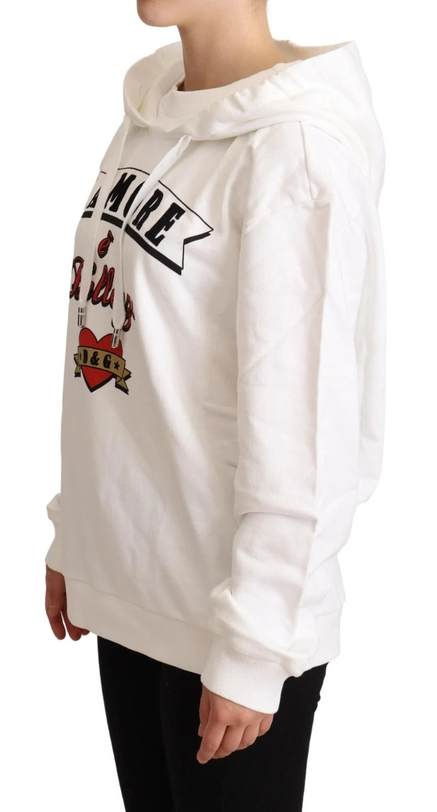 Dolce & Gabbana White L’Amore Hooded Pullover Sweater - IT40|S