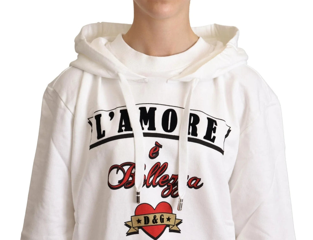 Dolce & Gabbana White L’Amore Hooded Pullover Sweater - IT40|S