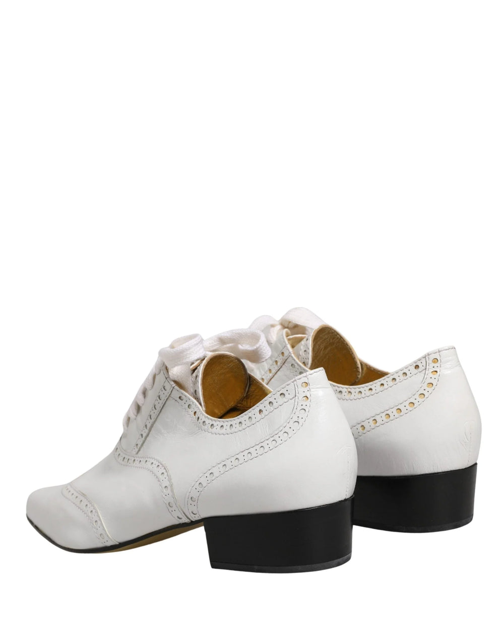 Dolce & Gabbana fehér bőr oxford cipők, lakkeselyűs fűzővel - EU39/US8.5