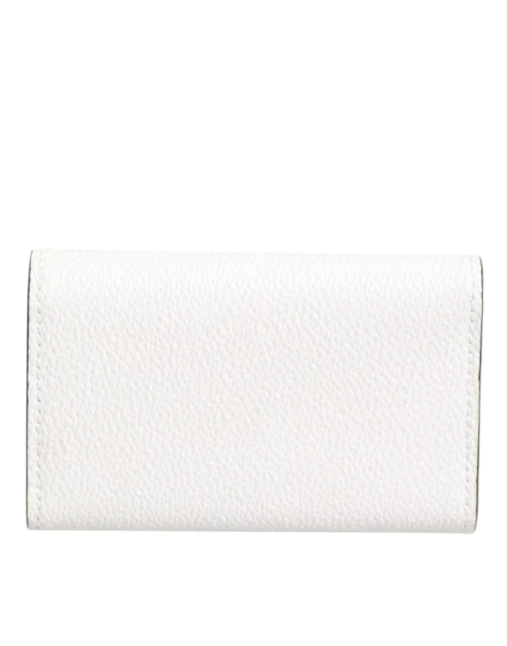 Dolce & Gabbana White Leather Card Case Holder Wallet Gold Logo Plate Key Holder - Keychains