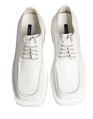 Dolce & Gabbana White Leather Chunky Sole Derby Shoes - EU43/US10