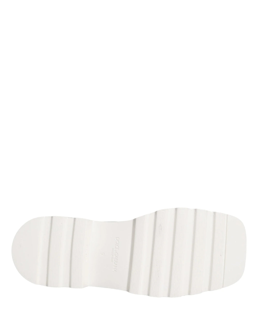Angled studio shot of the Dolce & Gabbana white leather chunky sole Derby shoes presented by AmeOro.