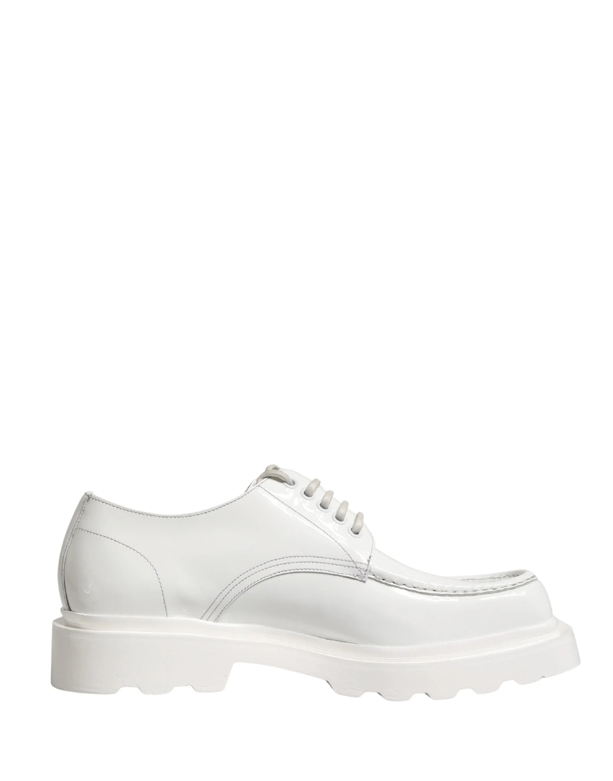 Interior view of the Dolce & Gabbana white Derby shoe showing the branded leather insole and craftsmanship.