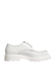 Dolce & Gabbana White Leather Chunky Sole Derby Shoes - EU43/US10