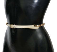 Cintura in pelle bianca con cristalli Dolce & Gabbana - 95 cm / 38 pollici