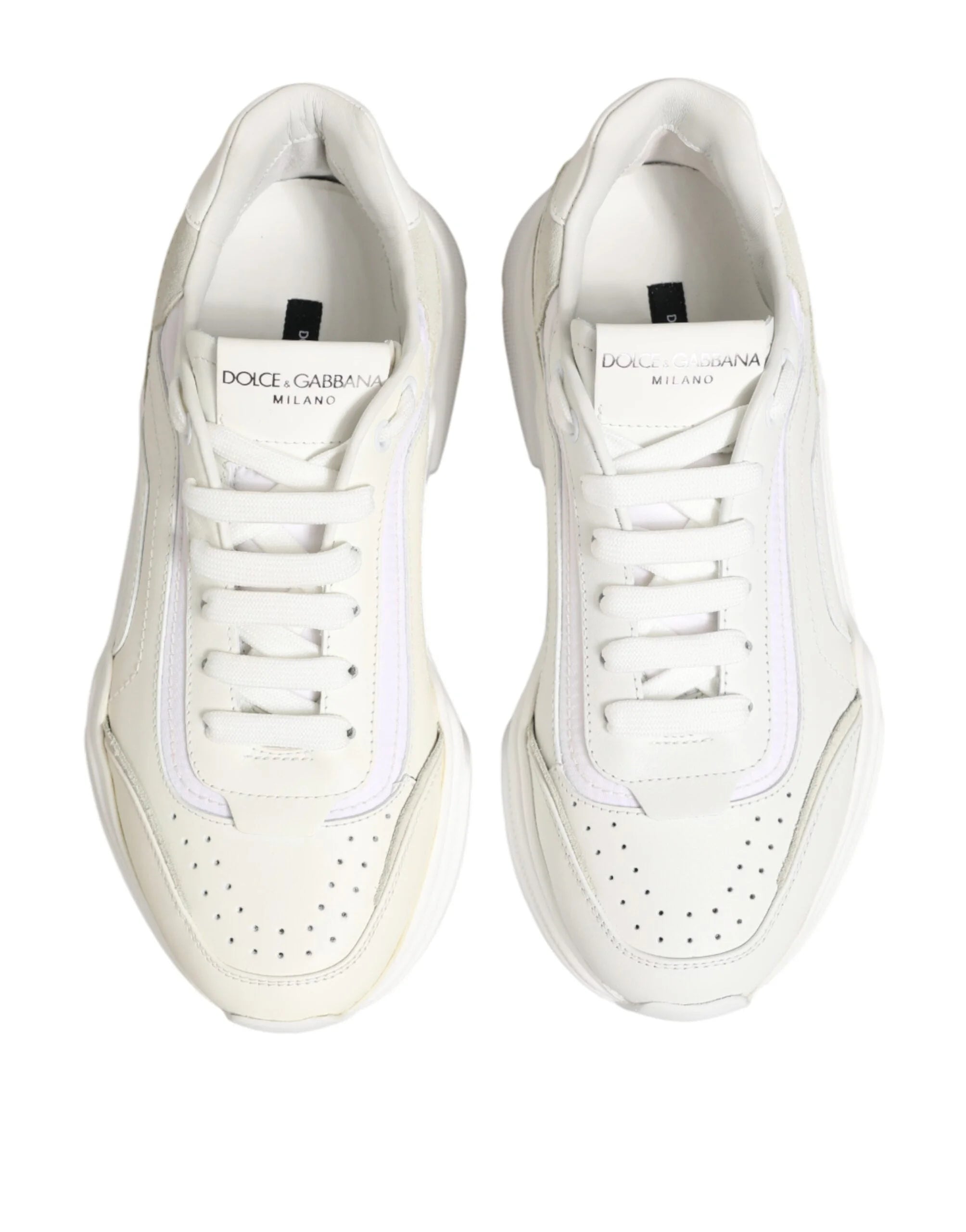 Dolce & Gabbana White Leather Daymaster Low Top Sneakers Shoes - EU40/US9.5