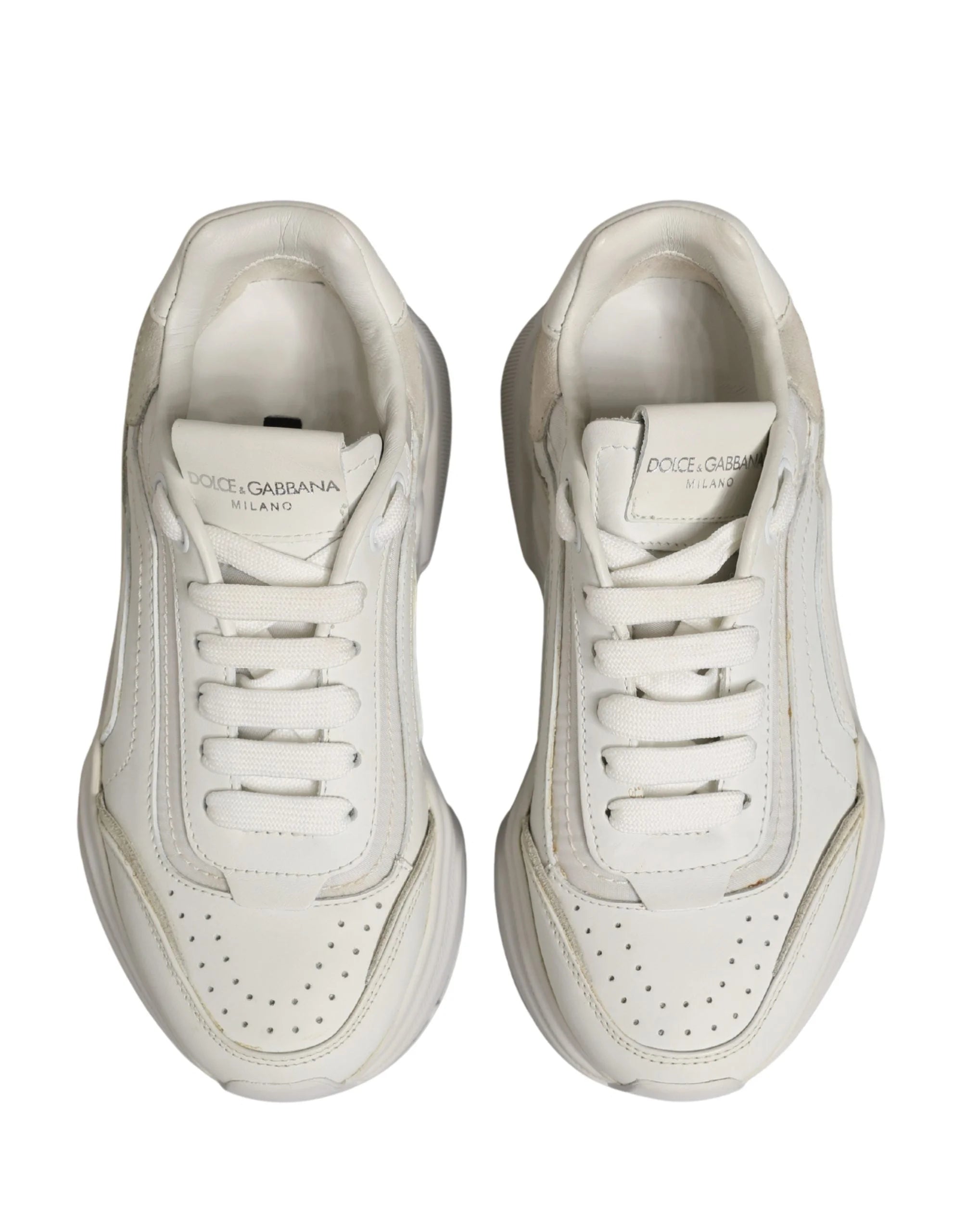 Dolce & Gabbana White Leather Daymaster Low Top Sneakers Shoes - EU35 / US4.5