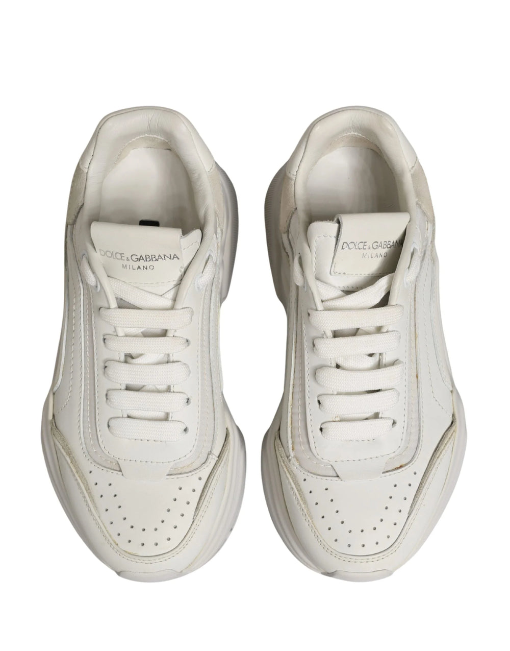 Dolce & Gabbana White Leather Daymaster Low Top Sneakers Shoes - EU35 / US4.5