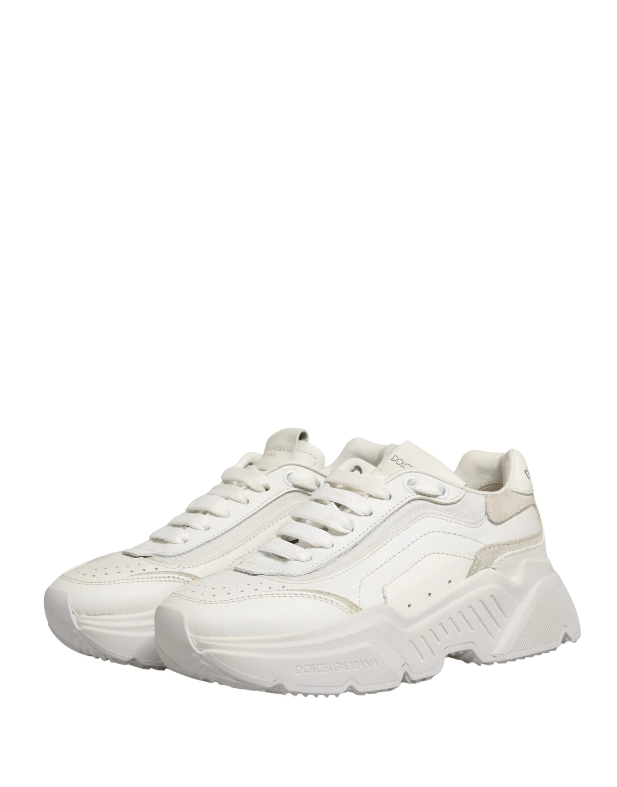 Dolce & Gabbana White Leather Daymaster Low Top Sneakers Shoes - EU35 / US4.5