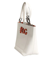 Dolce & Gabbana White Leather #DG BEATRICE Top Handle Tote Bag - Shopper Bags