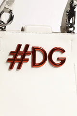 Dolce & Gabbana White Leather #DG BEATRICE Top Handle Tote Bag - Shopper Bags